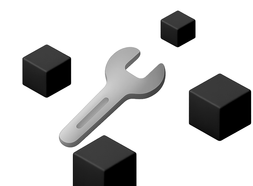 Minimalist wrench tool with black cubes